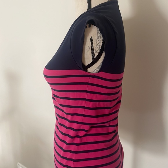 NAVY AND HOT PINK STRIPED TEE - Picture 3 of 5